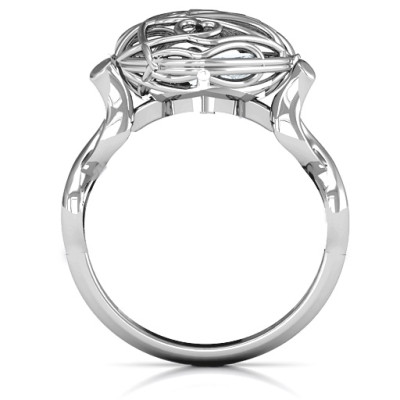 Encased in Love Caged Hearts Ring with Infinity Band - Name My Jewellery