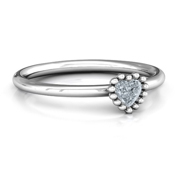 Encircled Prong Heart Ring - Name My Jewellery