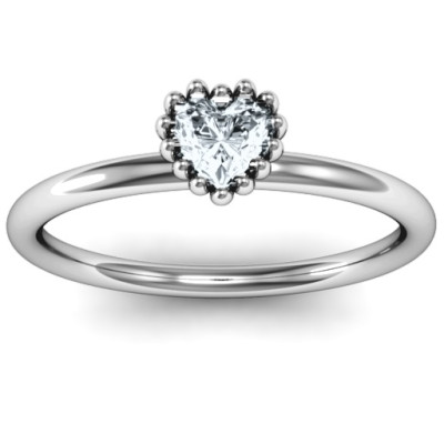 Encircled Prong Heart Ring - Name My Jewellery