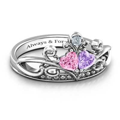 Ever Enchanted Double Heart Tiara Ring - Name My Jewellery