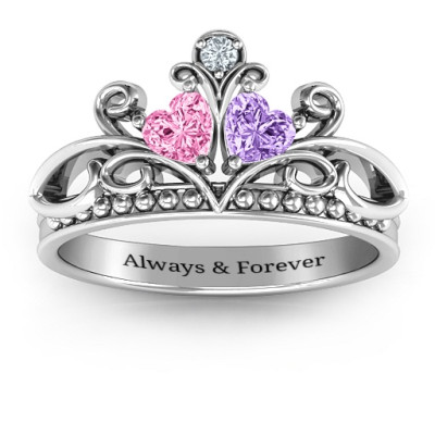 Ever Enchanted Double Heart Tiara Ring - Name My Jewellery