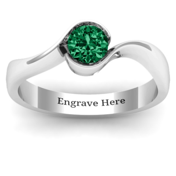Fancy Solitaire Swirl Ring - Name My Jewellery
