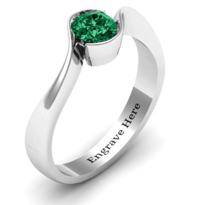 Fancy Solitaire Swirl Ring - Name My Jewellery