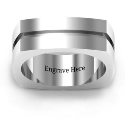 Fissure Grooved Square-shaped Men's Ring - Name My Jewellery