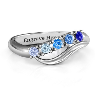 Five Stone Wave Ring  - Name My Jewellery