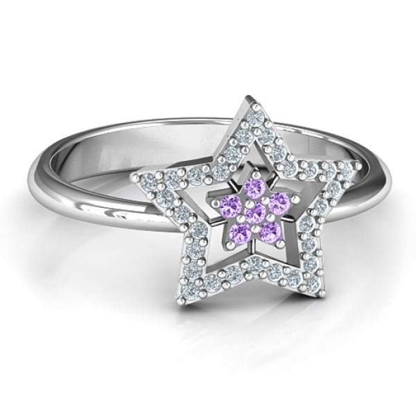 Floating Star with Halo Ring - Name My Jewellery