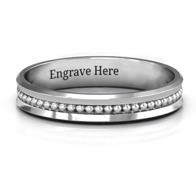 Forge Beaded Groove Bevelled Women's Ring - Name My Jewellery