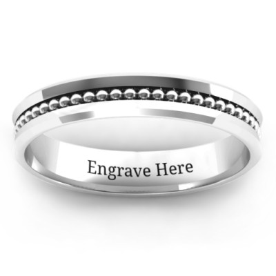Forge Beaded Groove Bevelled Women's Ring - Name My Jewellery