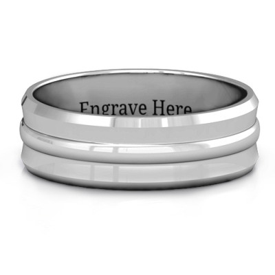 Forge Bevelled and Banded Men's Ring - Name My Jewellery