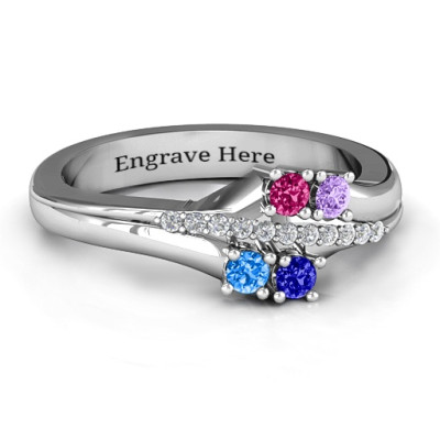 Four Stone Ring with Accents  - Name My Jewellery