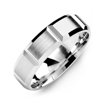 Grooved Men's Ring with Brushed Surface - Name My Jewellery