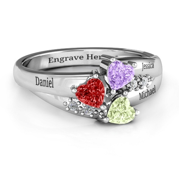 Heart Cluster Ring with Accents - Name My Jewellery