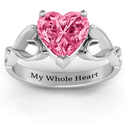 Heart Shaped Stone with Interwoven Heart Infinity Band Ring  - Name My Jewellery
