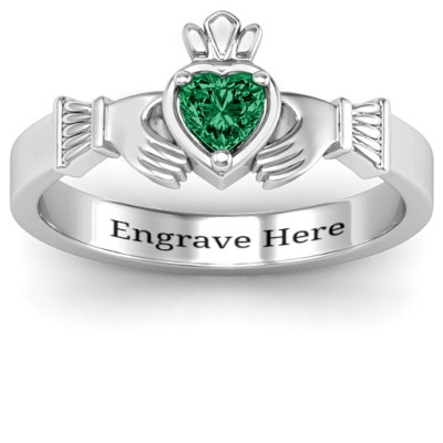 Heart Stone Claddagh Ring  - Name My Jewellery