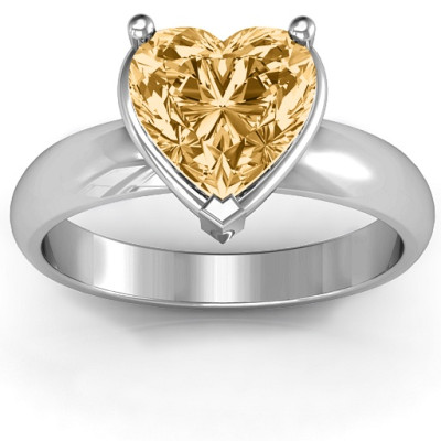 Heart Stone in a Double Gallery Setting Ring  - Name My Jewellery