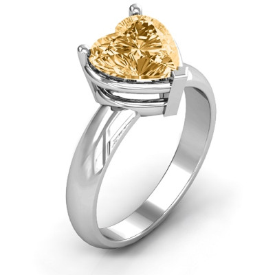 Heart Stone in a Double Gallery Setting Ring  - Name My Jewellery