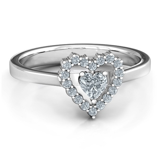 Heart in Heart Halo Ring - Name My Jewellery