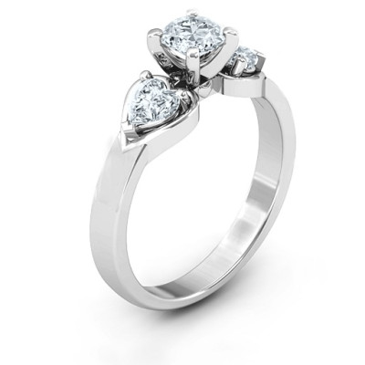Hearts and Stones Solitaire Ring  - Name My Jewellery