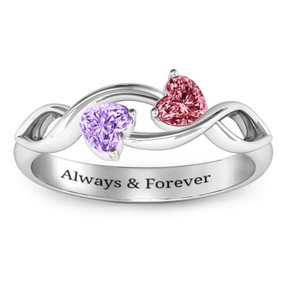 Heavenly Hearts Ring with Heart Gemstones  - Name My Jewellery