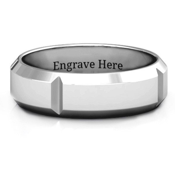 Hercules Quad Bevelled and Grooved Men's Ring - Name My Jewellery