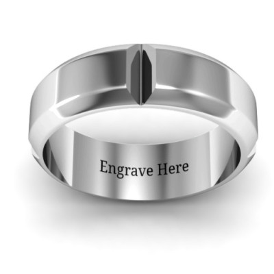 Hercules Quad Bevelled and Grooved Men's Ring - Name My Jewellery