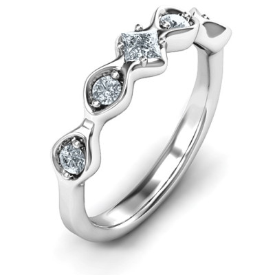 Infinite Wave with Princess Cut Centre Stone Ring  - Name My Jewellery