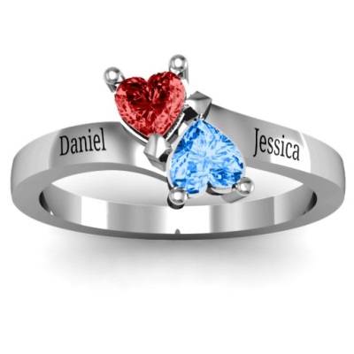 Inverted Twin Heart Ring - Name My Jewellery