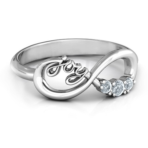 Joy Infinity Ring with 3 Stones  - Name My Jewellery