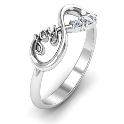 Joy Infinity Ring with 3 Stones  - Name My Jewellery
