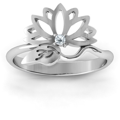 Leaves and Lotus Wrap Ring - Name My Jewellery