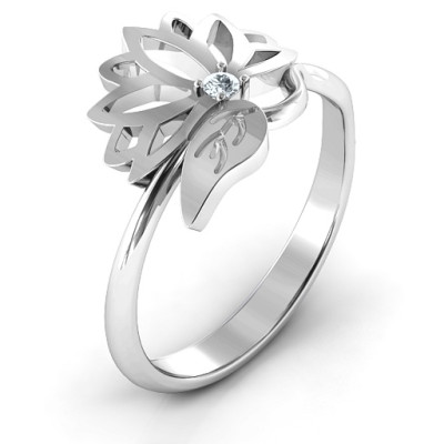 Leaves and Lotus Wrap Ring - Name My Jewellery