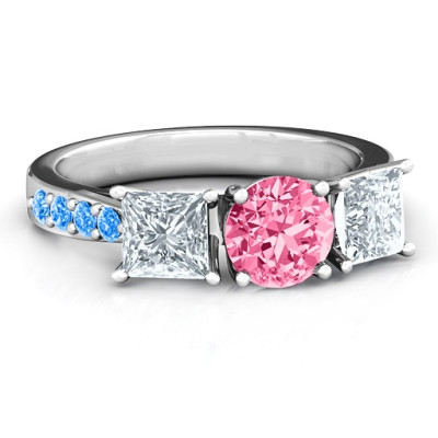 Majestic Three Stone Eternity with Twin Accents Ring  - Name My Jewellery