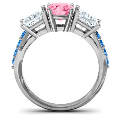 Majestic Three Stone Eternity with Twin Accents Ring  - Name My Jewellery