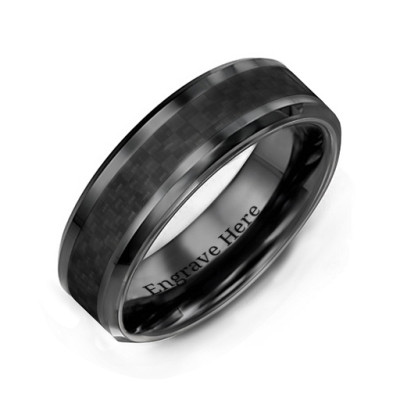 Men's Black Nightfall Ceramic Ring - Name My Jewellery