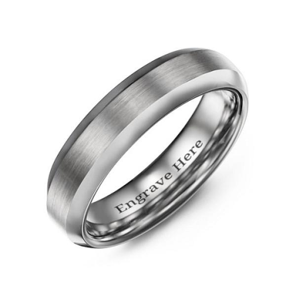 Men's Brushed Centre Polished Tungsten Ring - Name My Jewellery