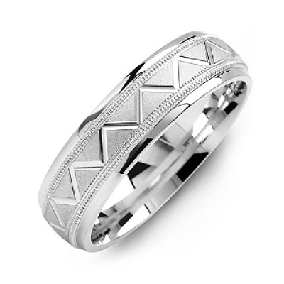 Men's Milgrain Ring with Zig-Zag Pattern - Name My Jewellery