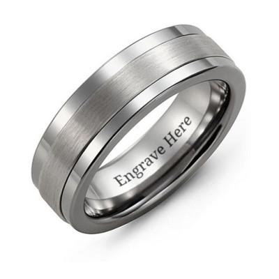 Men's Plain Centre Tungsten Band Ring - Name My Jewellery