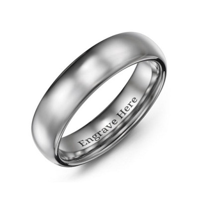 Men's Polished Tungsten Dome 6mm Ring - Name My Jewellery