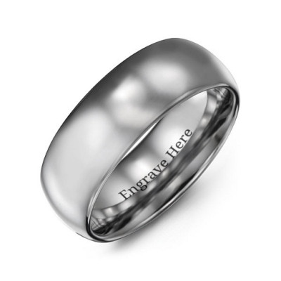 Men's Polished Tungsten Dome 8mm Ring - Name My Jewellery
