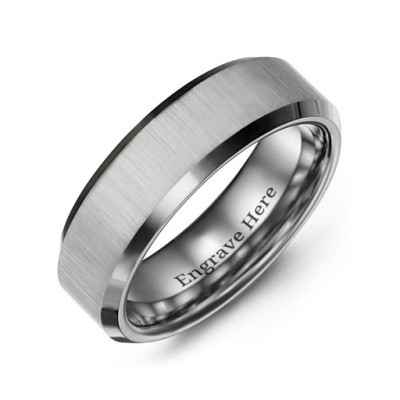 Men's Satin Finish Centre Polished Tungsten Ring - Name My Jewellery