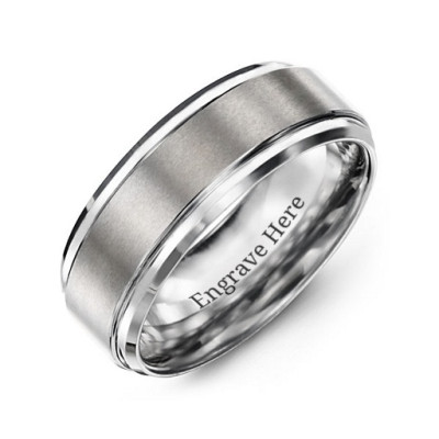 Men's Tungsten Brushed Centre Ring - Name My Jewellery