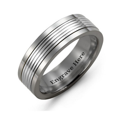 Men's Tungsten Inlay Band Ring - Name My Jewellery