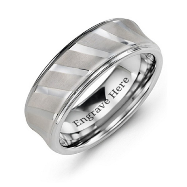Men's Tungsten Ring with Diagonal Brushed Stripes - Name My Jewellery