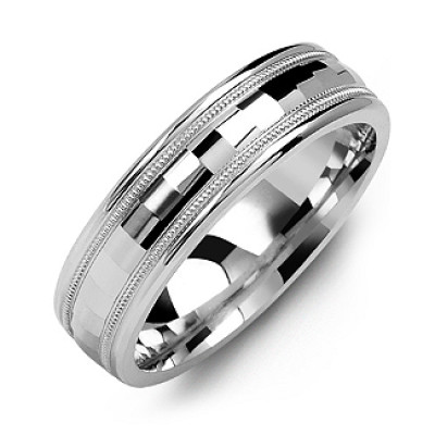 Milgrain Men's Ring with Baguette-Cut Centre - Name My Jewellery