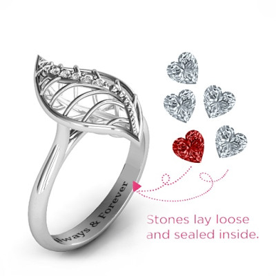 Mint to Be Cage Leaf Ring with Accents - Name My Jewellery