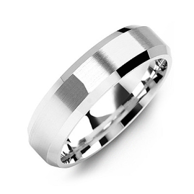 Modern Brushed Men's Ring with Beveled Edges - Name My Jewellery