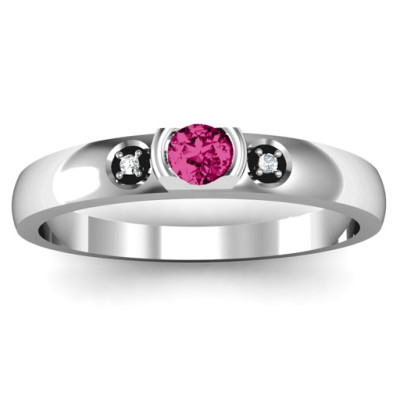 Open Bezel Cut Ring with Accents Stones  - Name My Jewellery