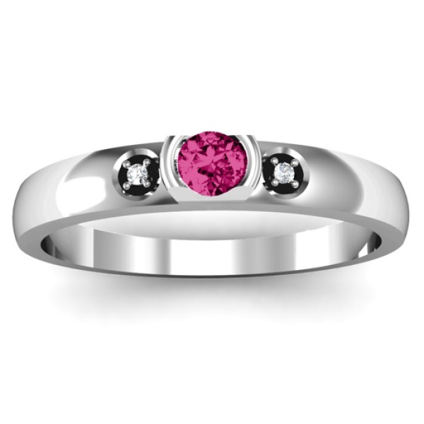 Open Bezel Cut Ring with Accents Stones  - Name My Jewellery