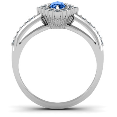 Oval Cluster with Shoulder Accents Ring - Name My Jewellery