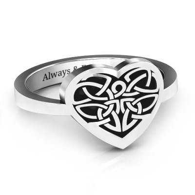 Oxidized Silver Celtic Heart Ring - Name My Jewellery